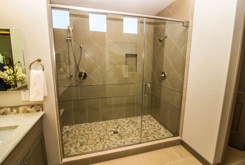 Open Concept Shower with Multiple Shower Heads